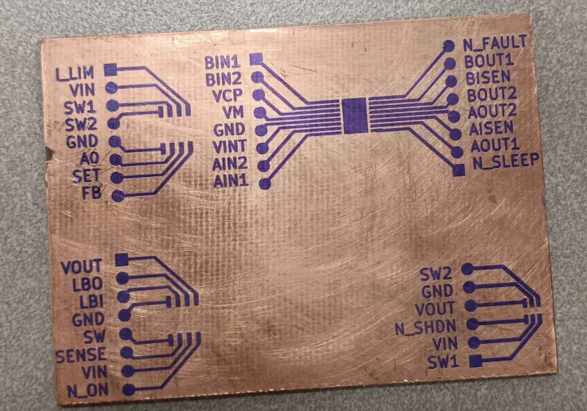 Raw copper PCB with photoresist on it